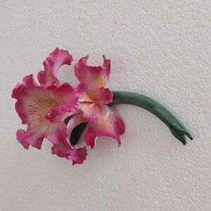 Capodimonte Pink Iris Vintage Flower